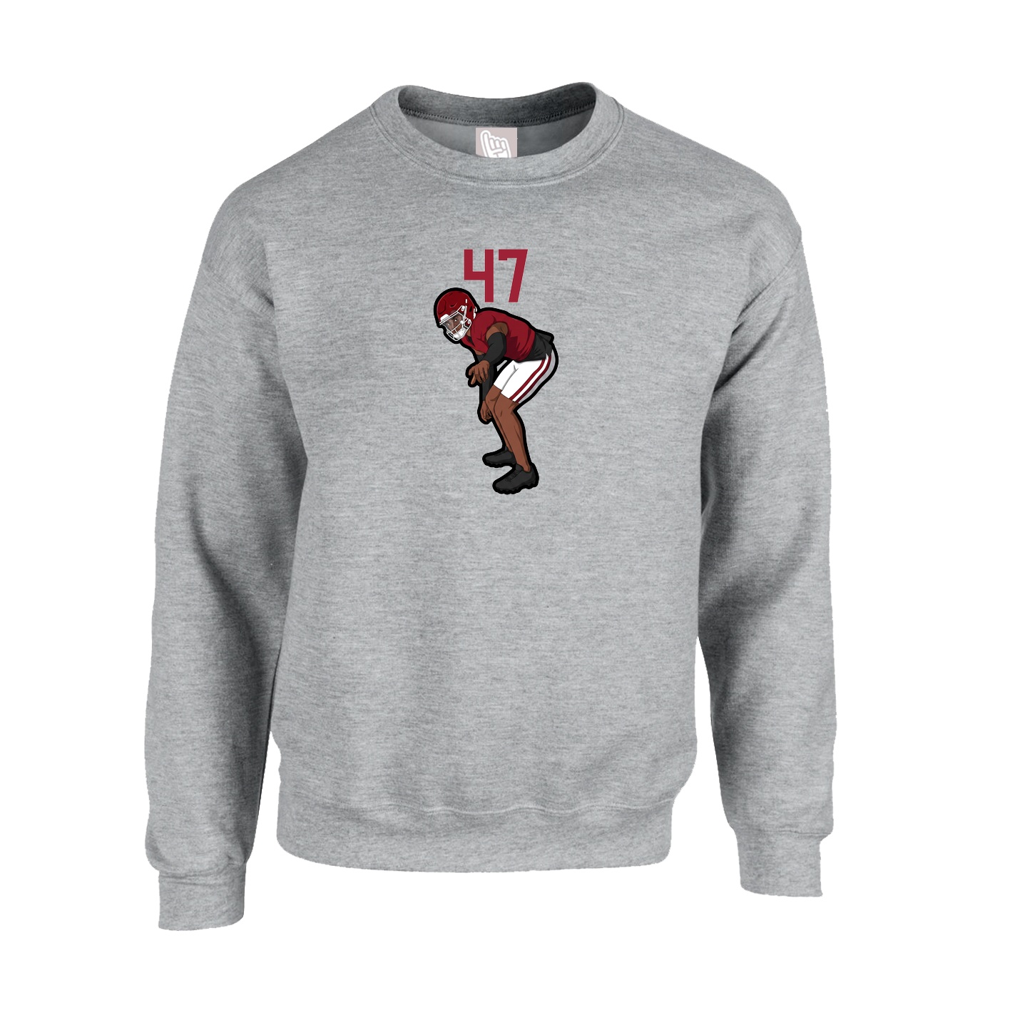 Fleece Crew — Number Top in Grey