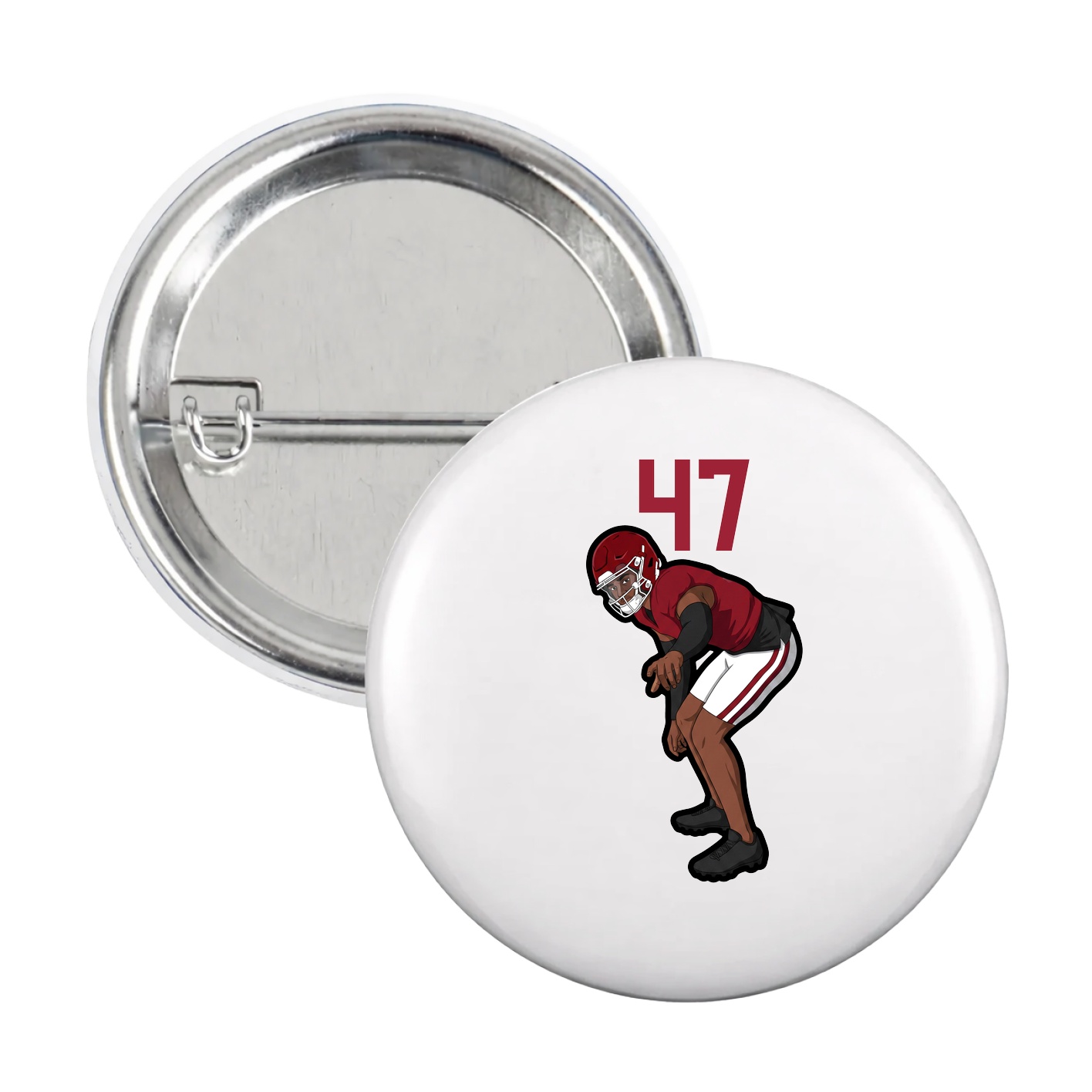Game Day Button — Number Top in White