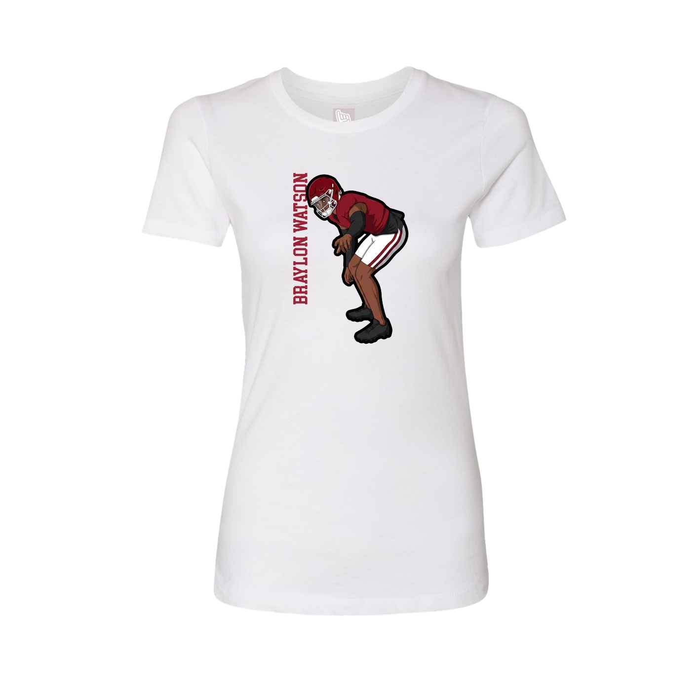 Fitted Women's Tee — Name Vertical in White