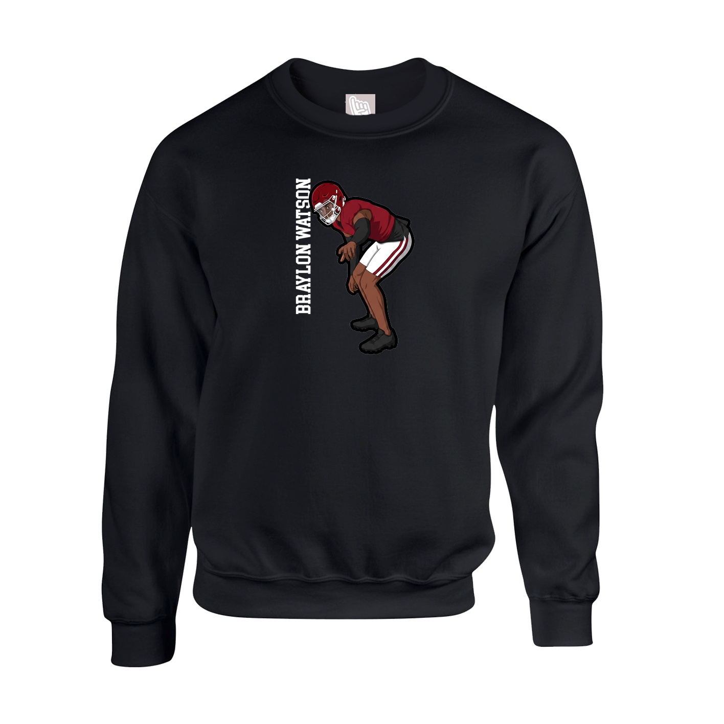Fleece Crew — Name Vertical in Black