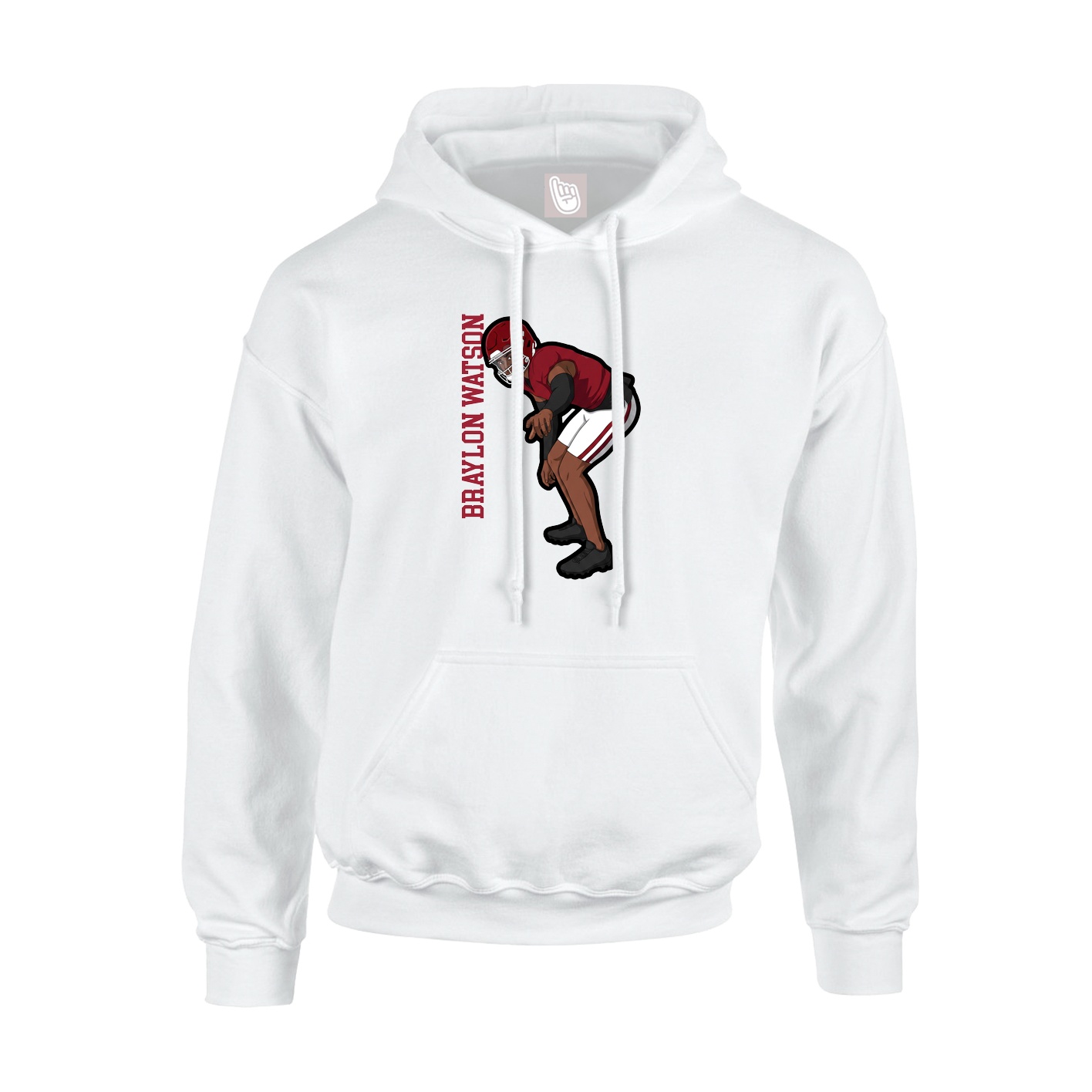 Youth Hoodie — Name Vertical in White
