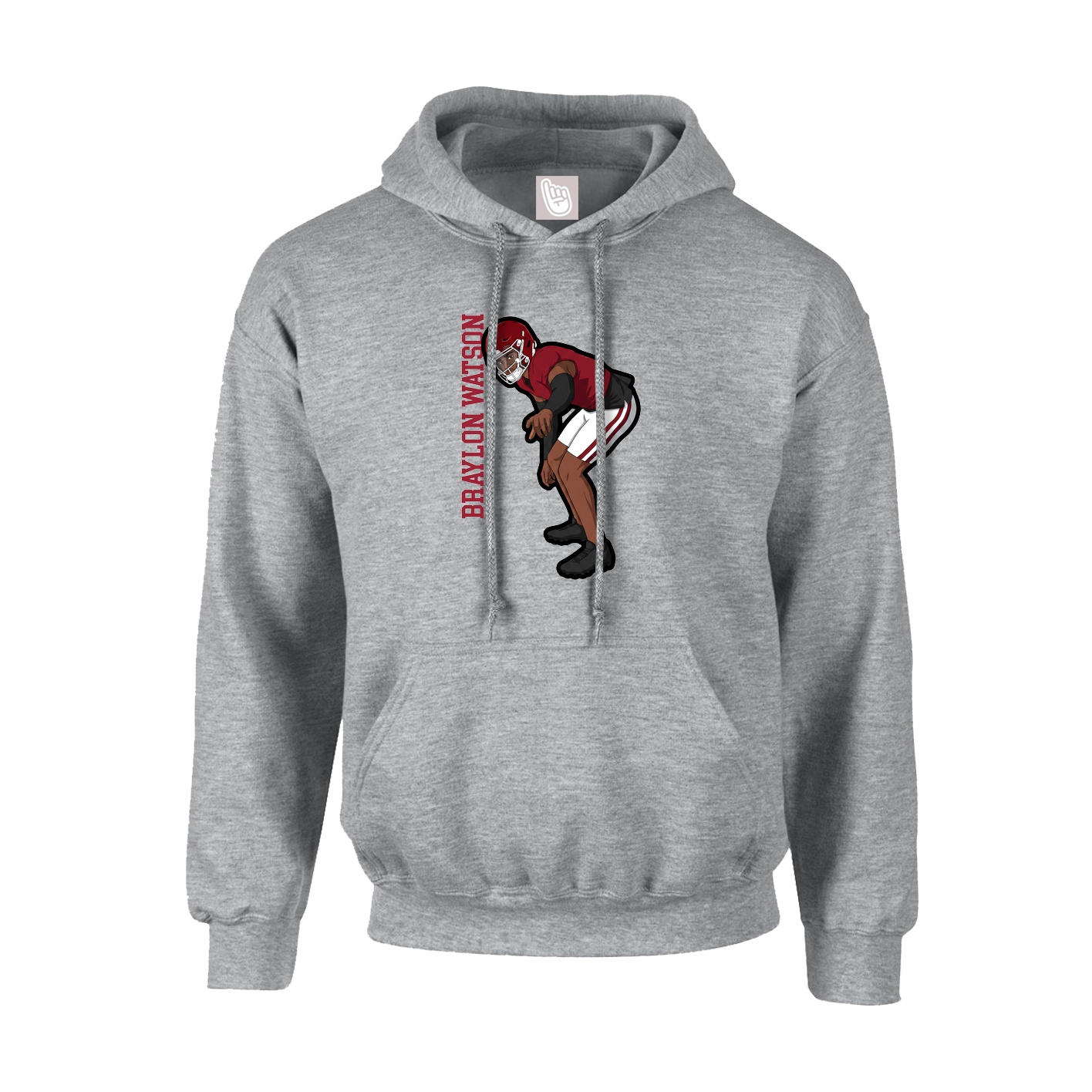 Youth Hoodie — Name Vertical in Grey
