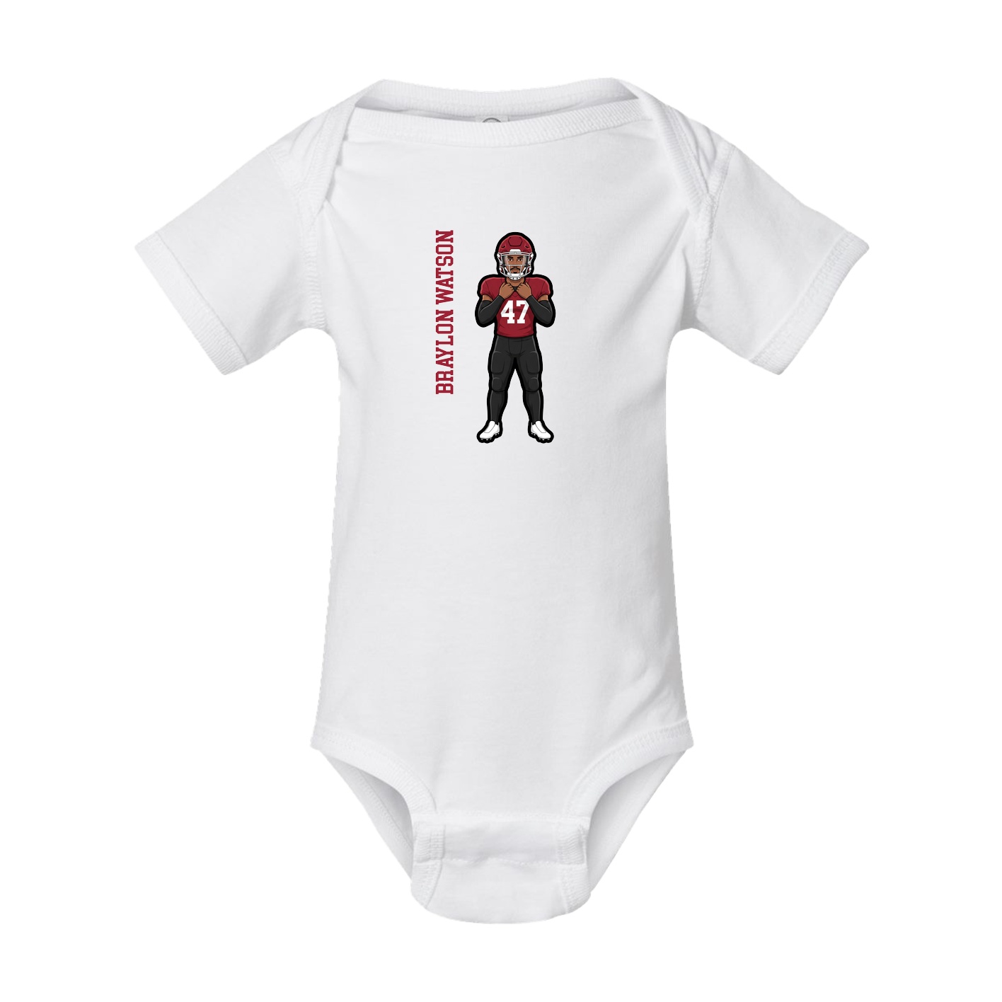 Baby Onesie — Name Vertical in White