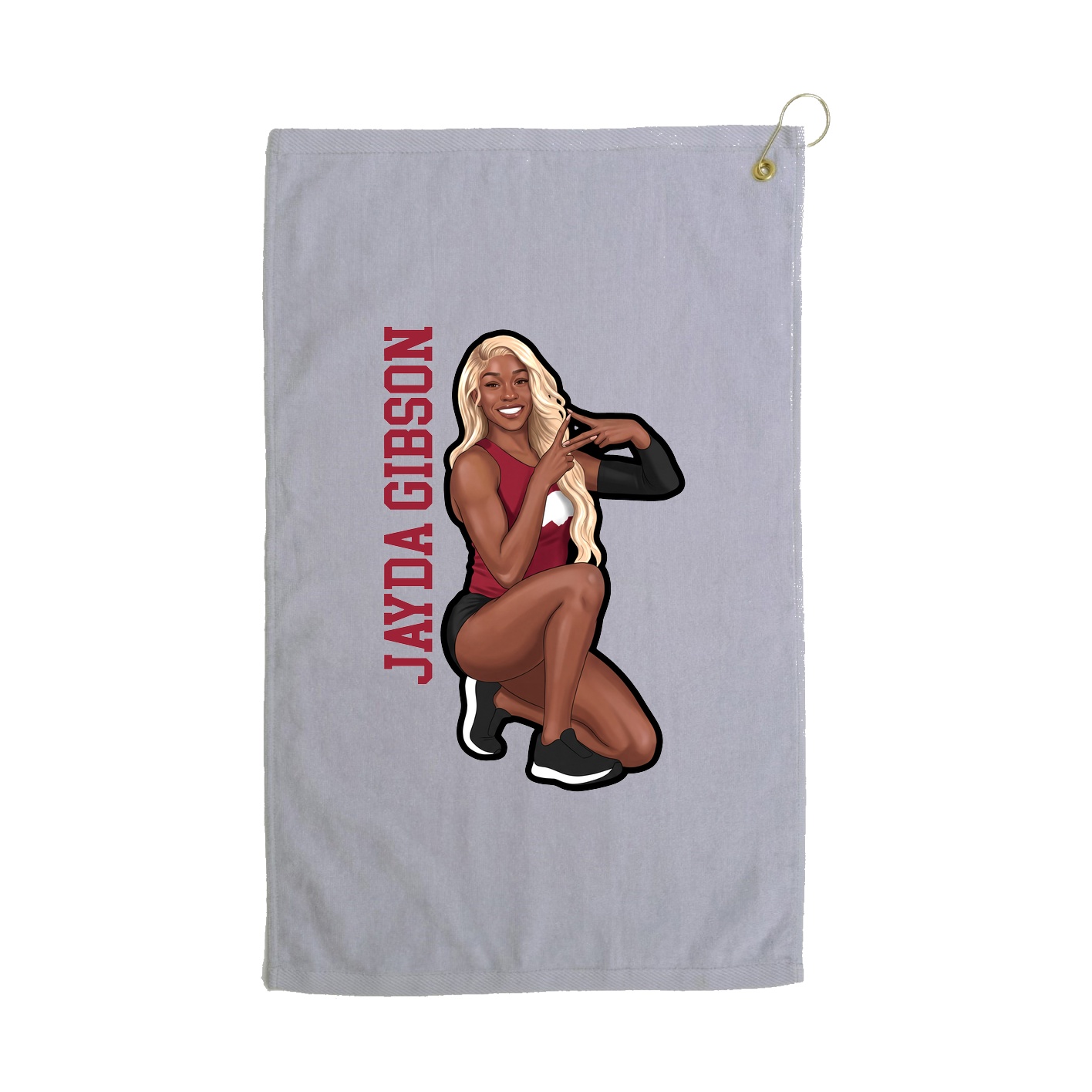 Golf Towel — Name Vertical in Grey