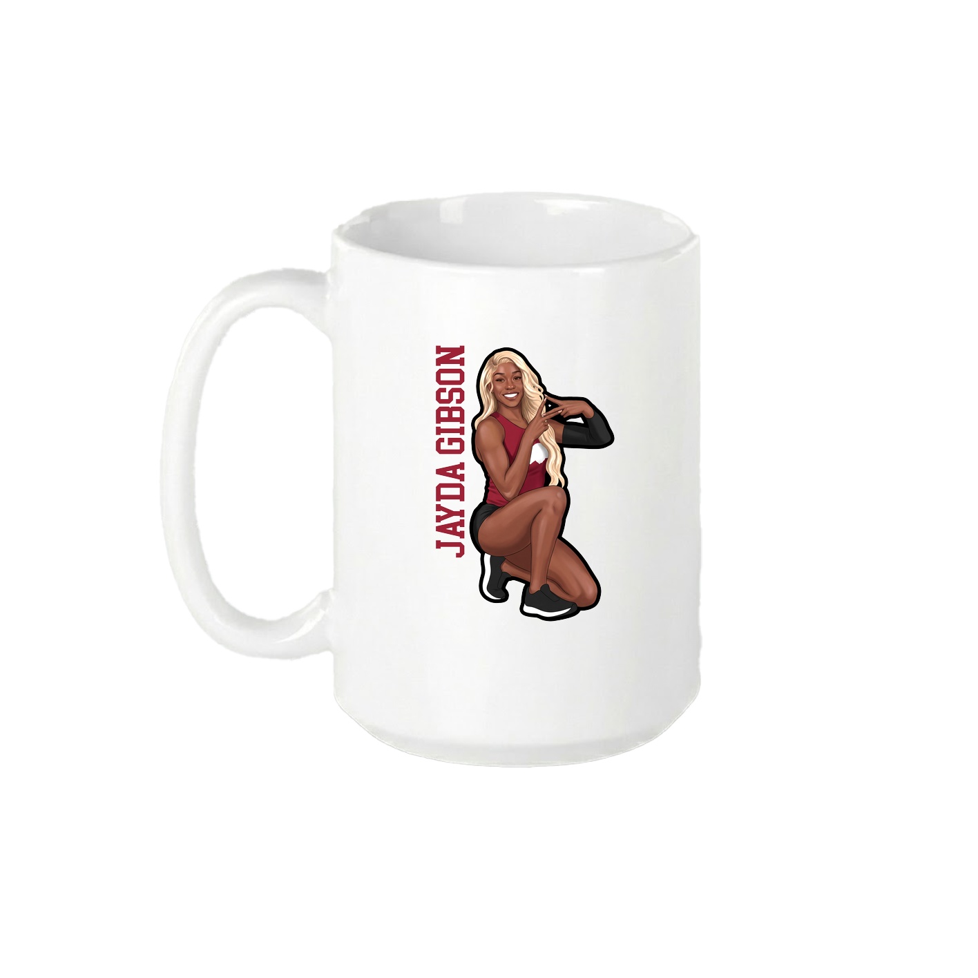15oz Coffee Mug — Name Vertical in White