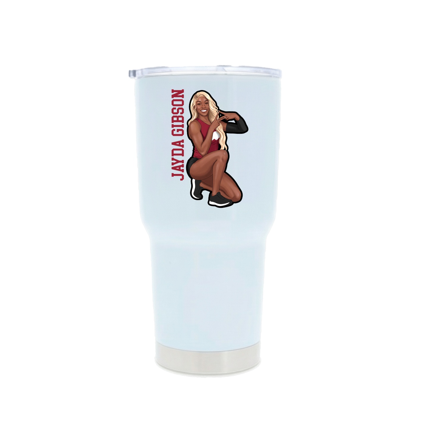 30oz Stainless Steel Tumbler — Name Vertical in White