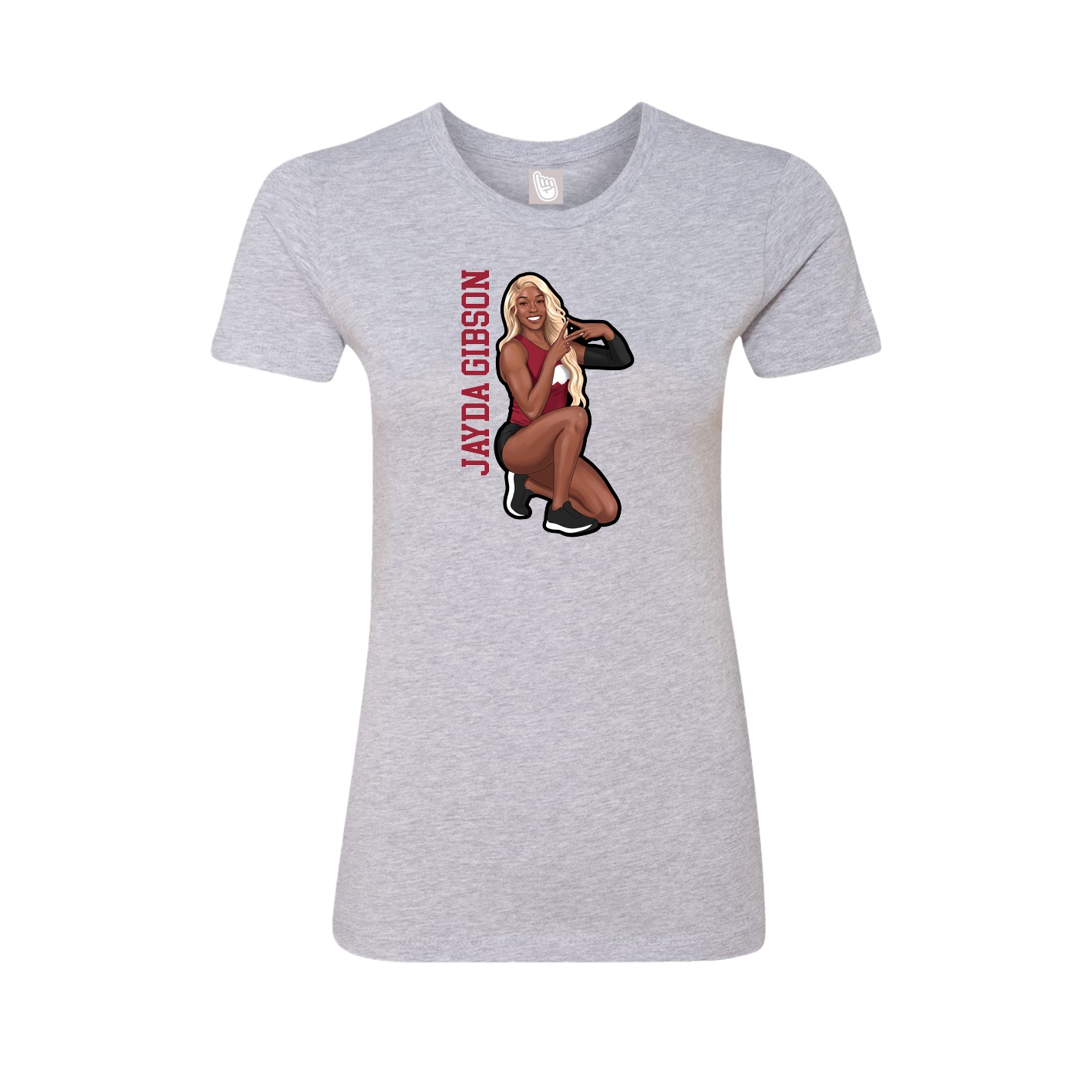 Fitted Women's Tee — Name Vertical in Grey