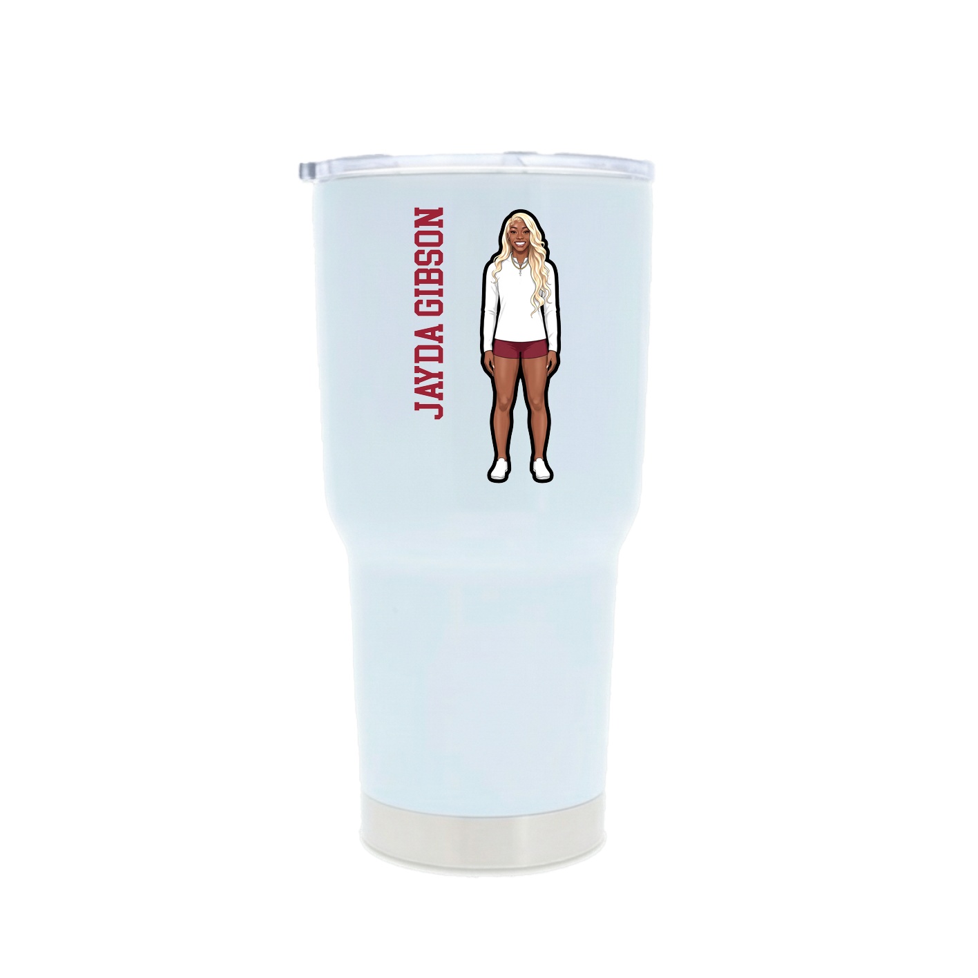 30oz Stainless Steel Tumbler — Name Vertical in White