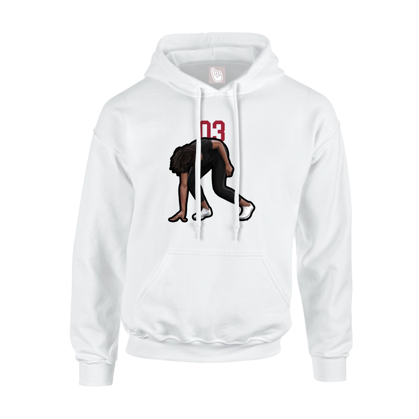 Youth Hoodie — Number Top in White