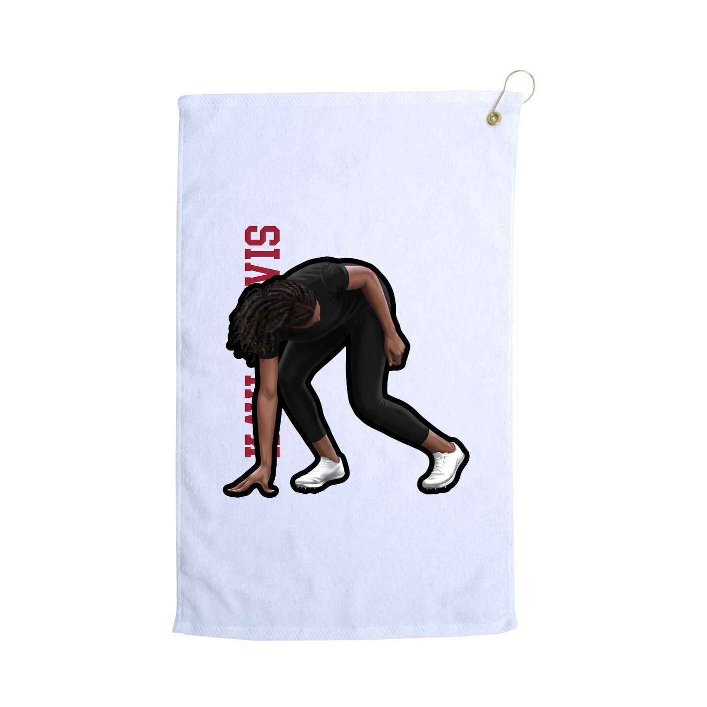 Golf Towel — Name Vertical in White