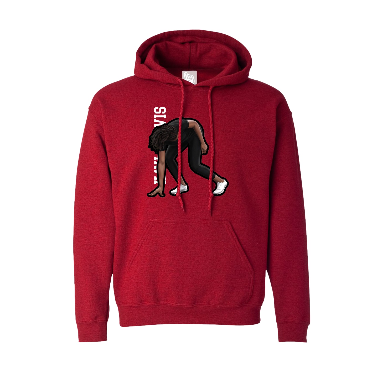 Hoodie — Name Vertical in Crimson