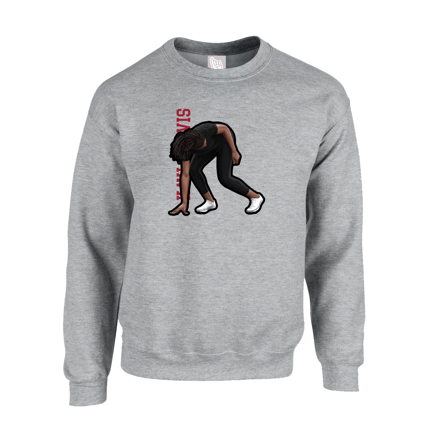 Fleece Crew — Name Vertical in Grey