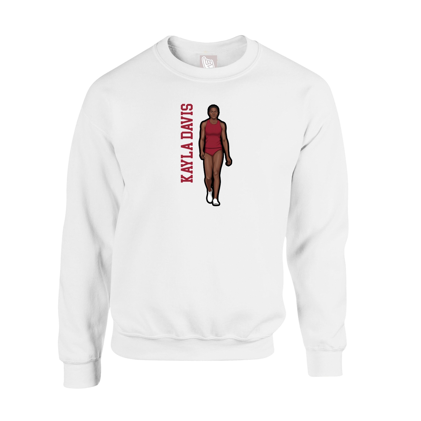 Fleece Crew — Name Vertical in White