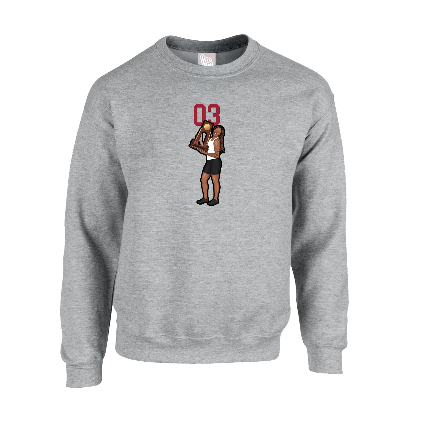 Fleece Crew — Number Top in Grey