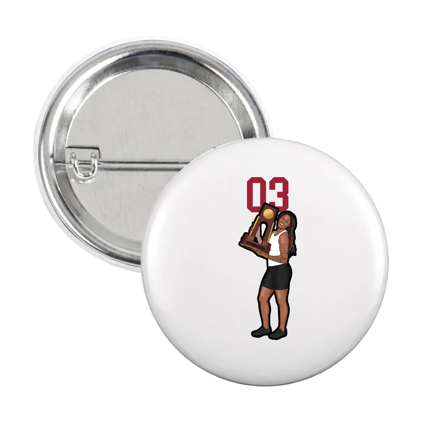 Game Day Button — Number Top in White