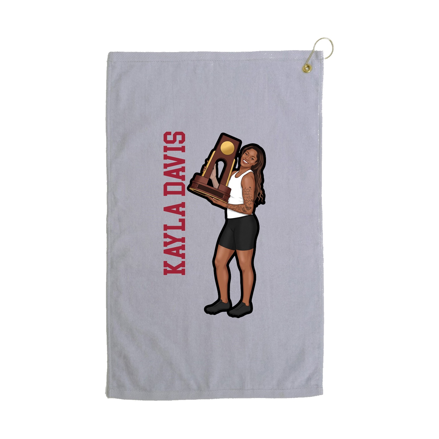 Golf Towel — Name Vertical in Grey