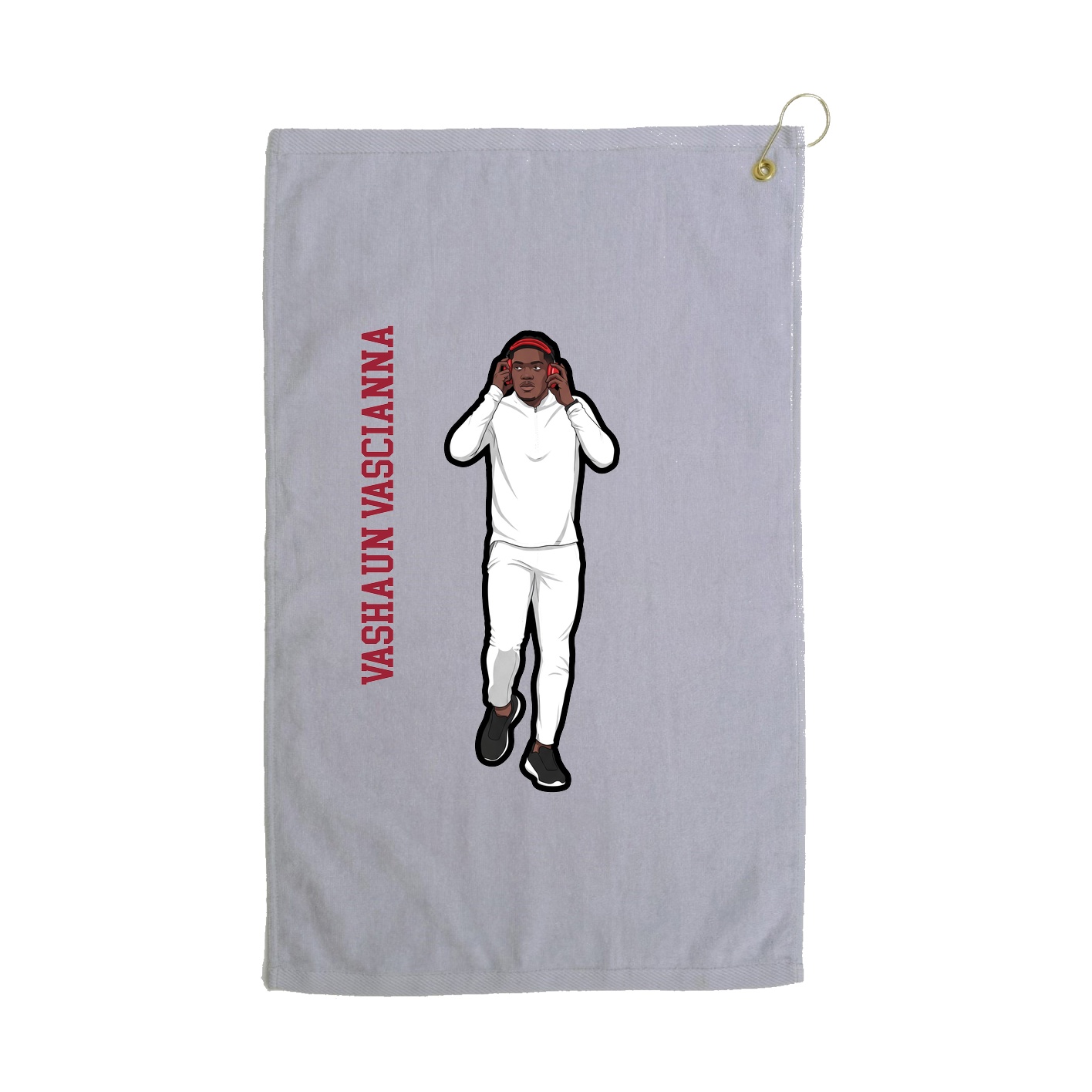 Golf Towel — Name Vertical in Grey