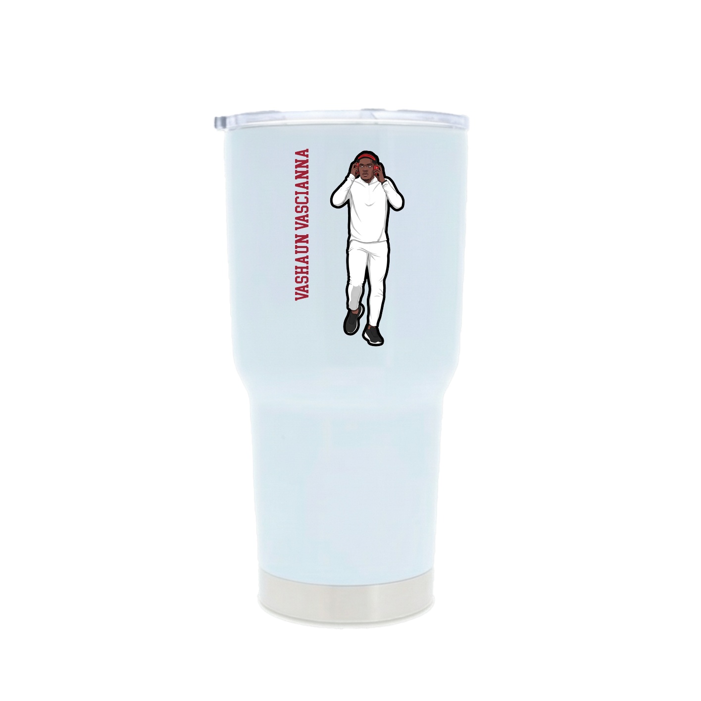 30oz Stainless Steel Tumbler — Name Vertical in White