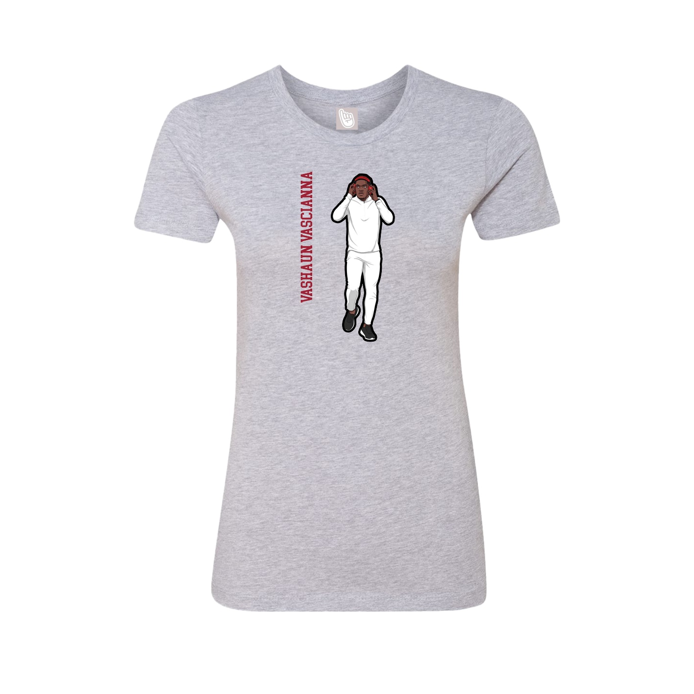 Fitted Women's Tee — Name Vertical in Grey