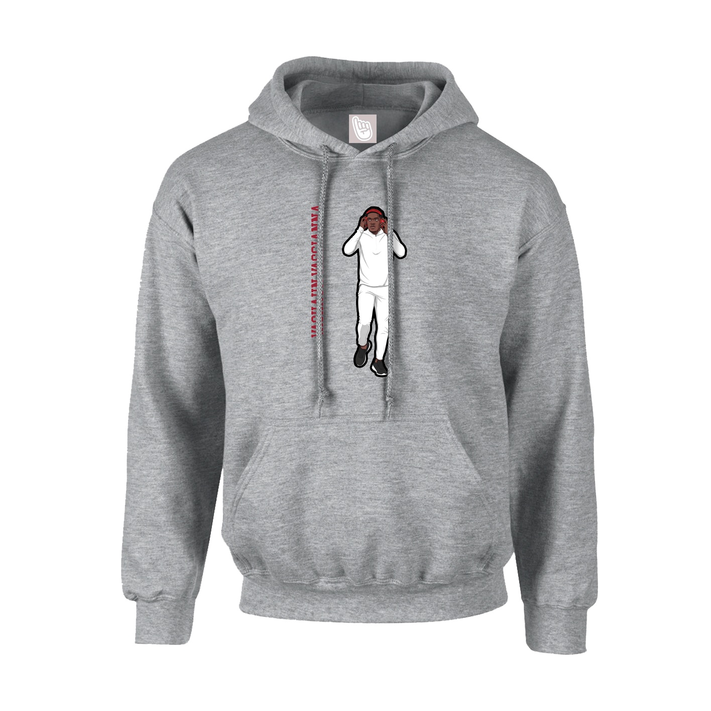 Hoodie — Name Vertical in Grey