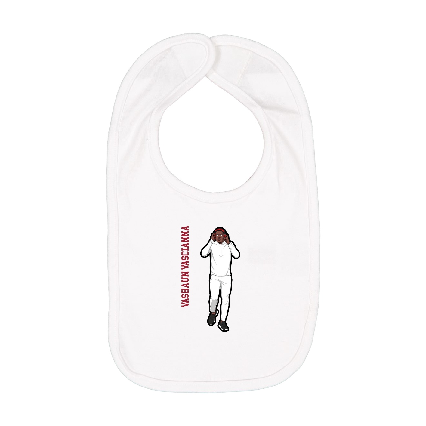 Infant Bib — Name Vertical in White