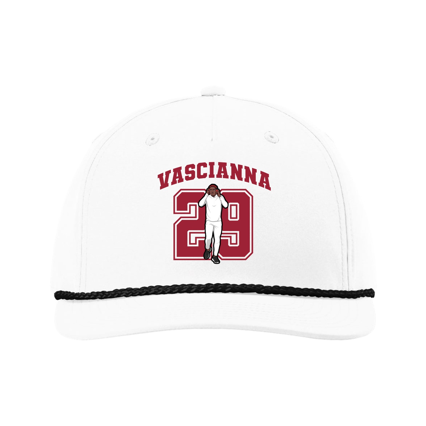 Five-Panel Classic Rope Cap — Number in White