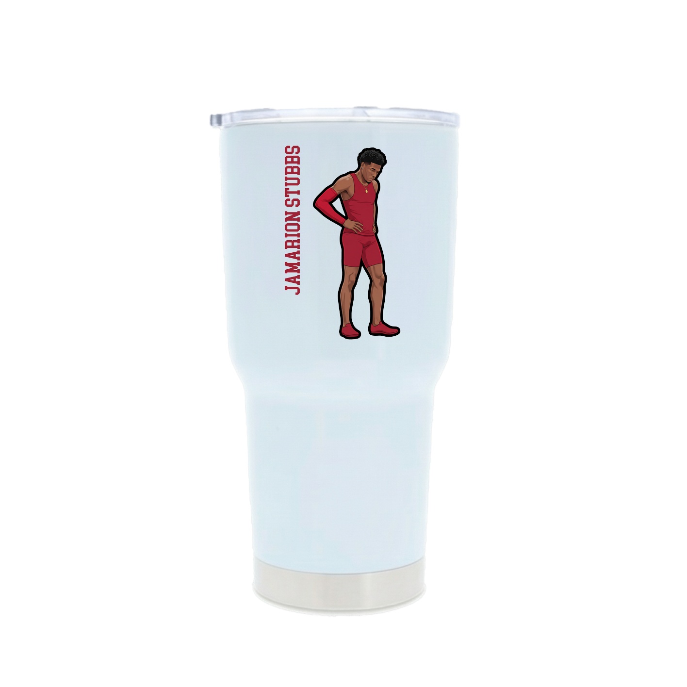 30oz Stainless Steel Tumbler — Name Vertical in White