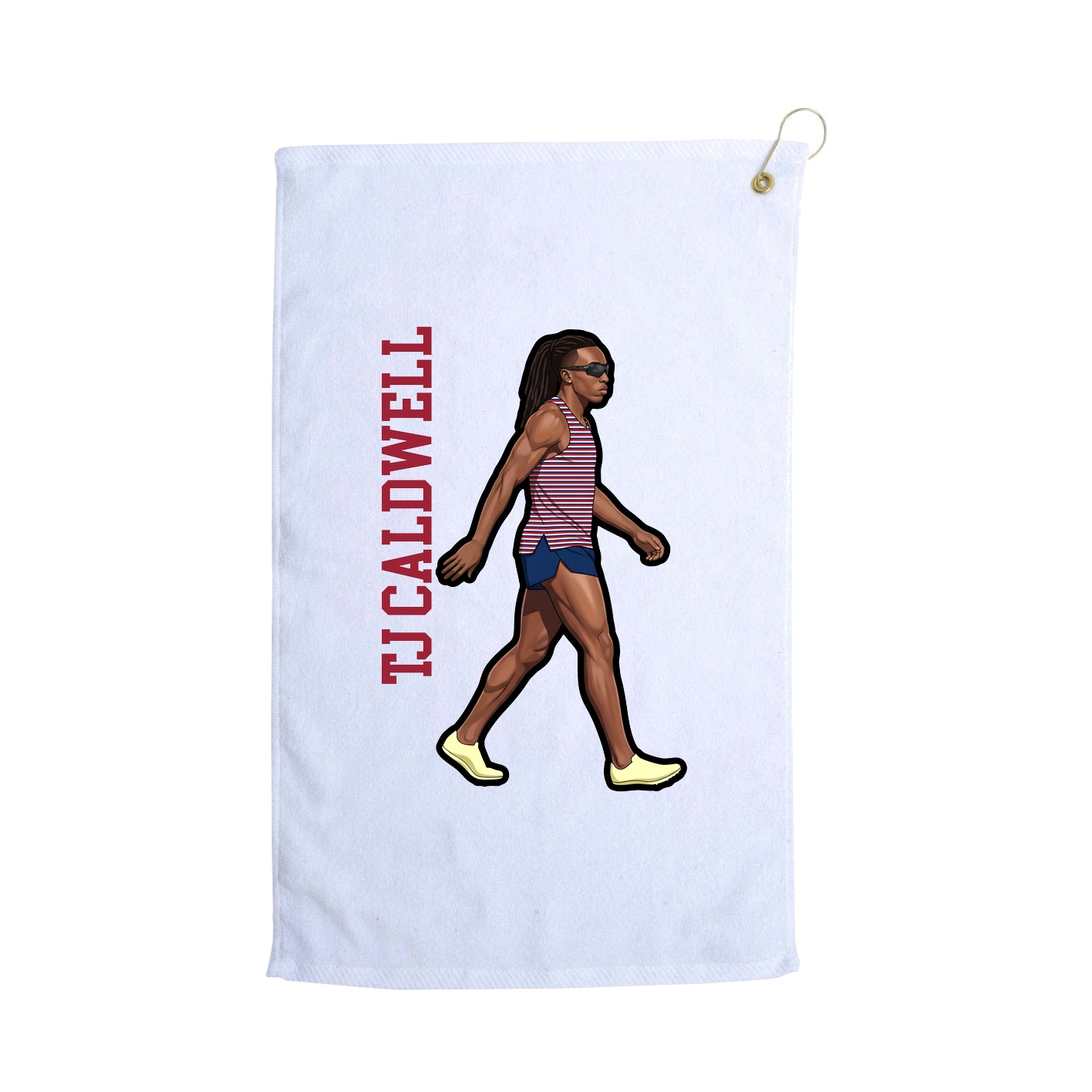 Golf Towel — Name Vertical in White