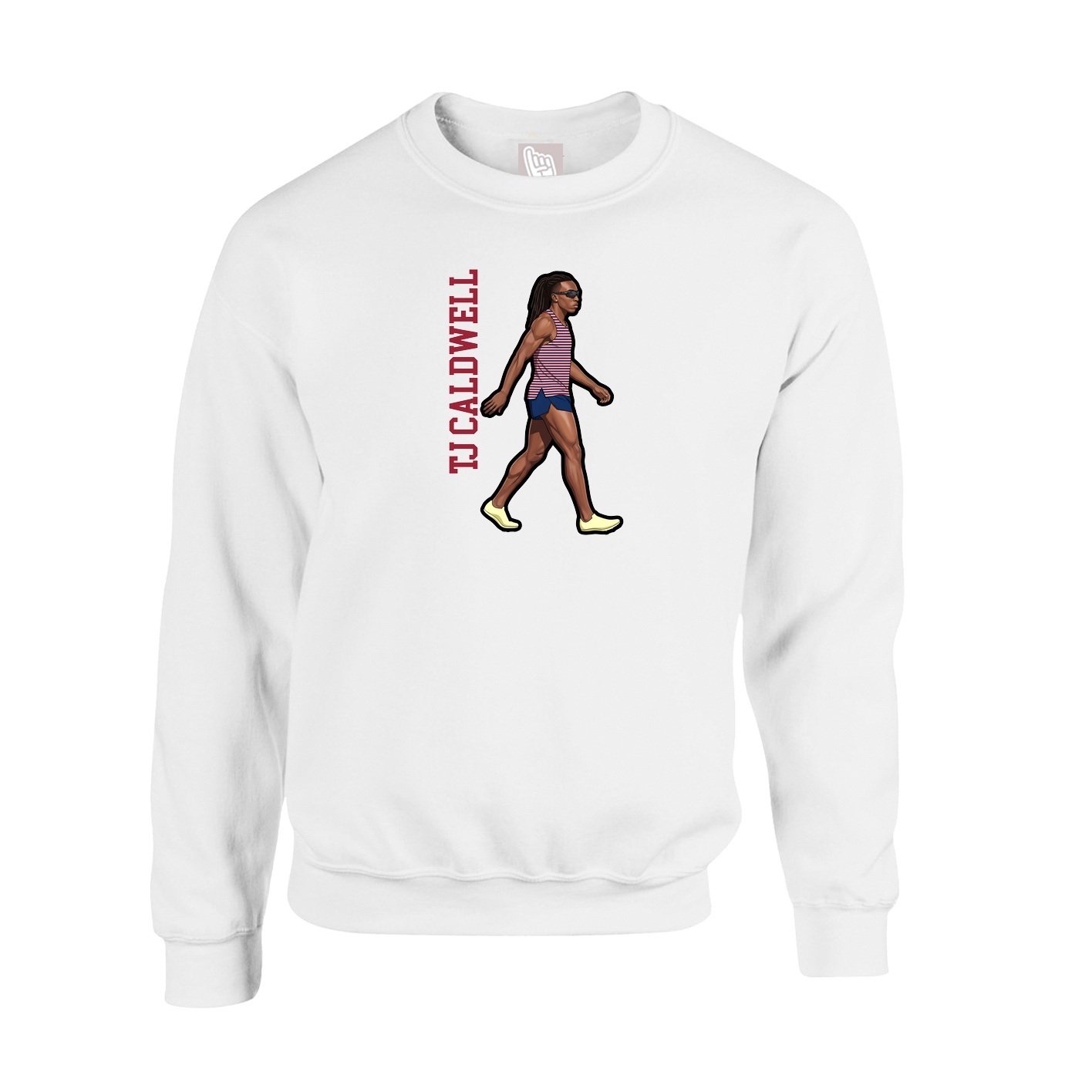 Fleece Crew — Name Vertical in White