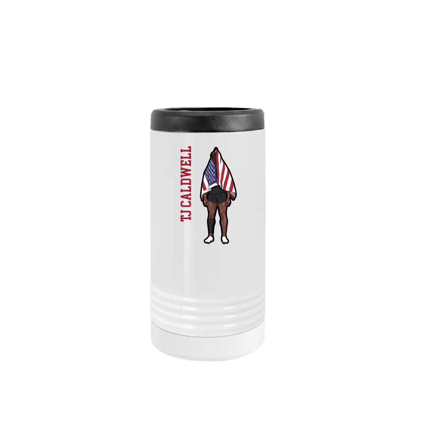 Slim Beverage Holder — Name Vertical in White