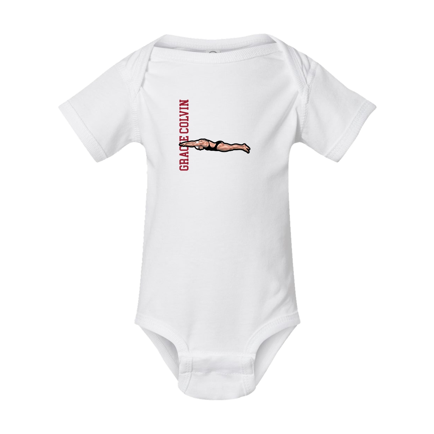 Baby Onesie — Name Vertical in White