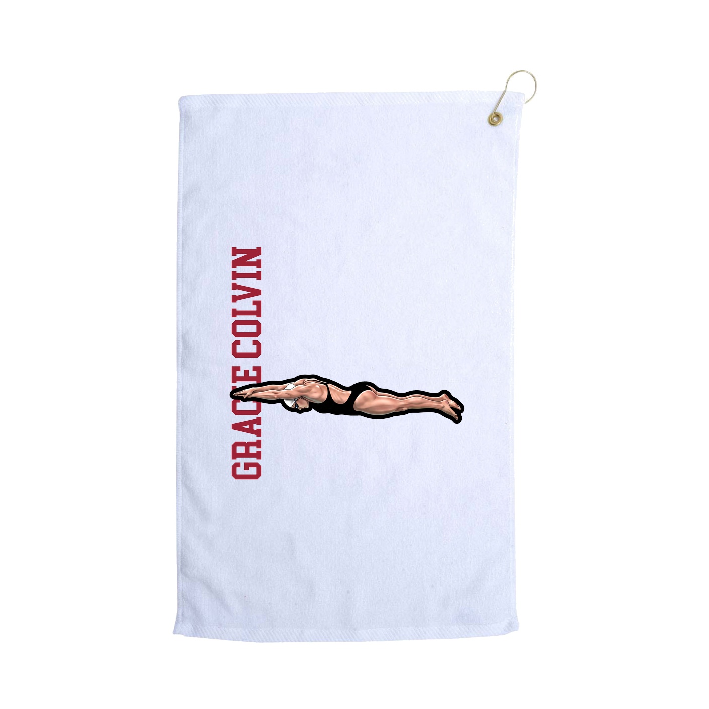 Golf Towel — Name Vertical in White