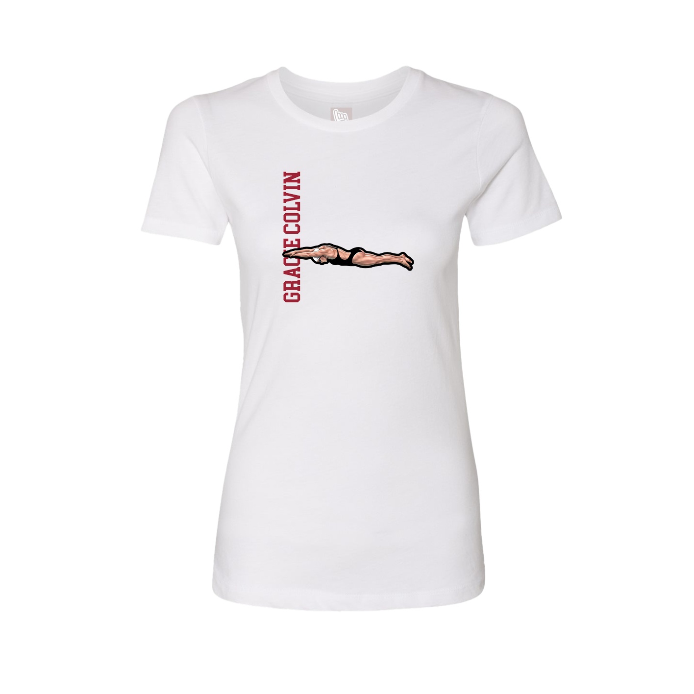 Fitted Women's Tee — Name Vertical in White