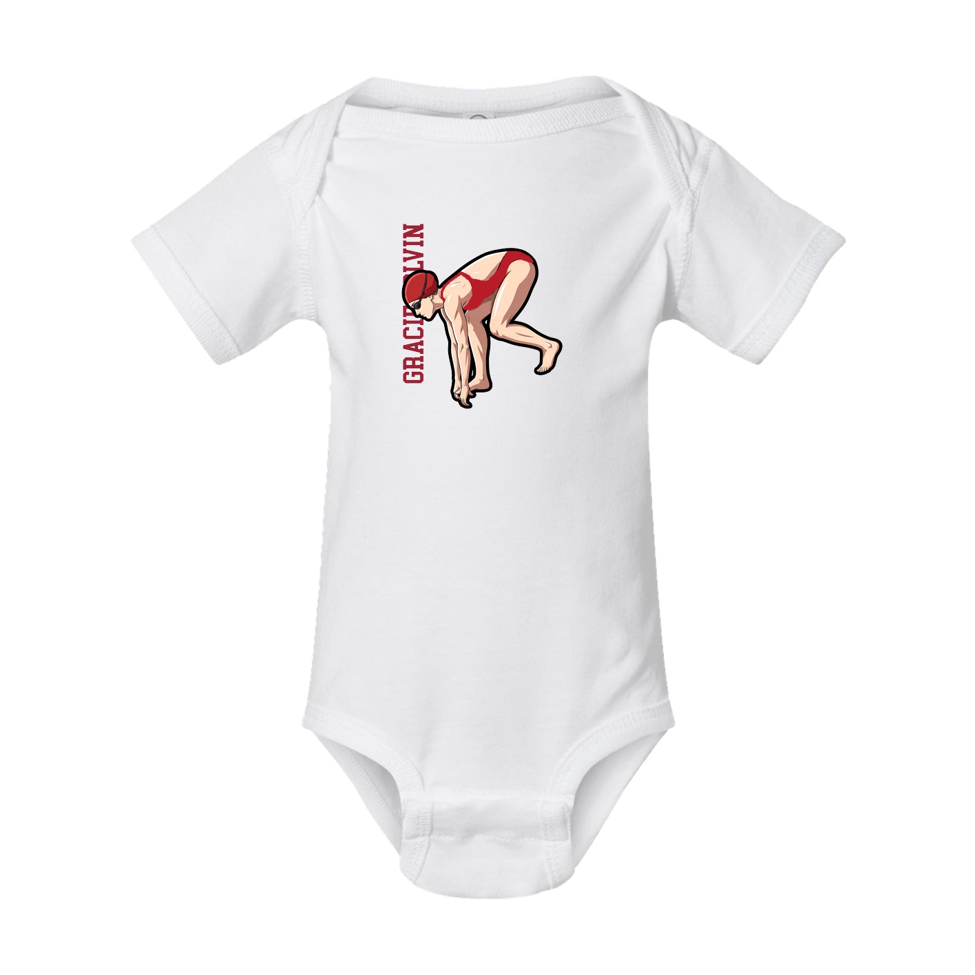 Baby Onesie — Name Vertical in White