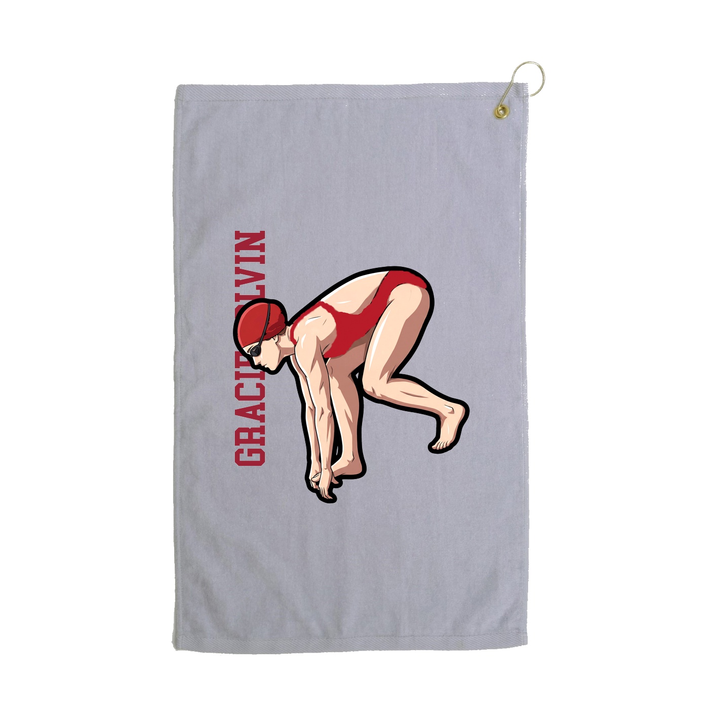 Golf Towel — Name Vertical in Grey
