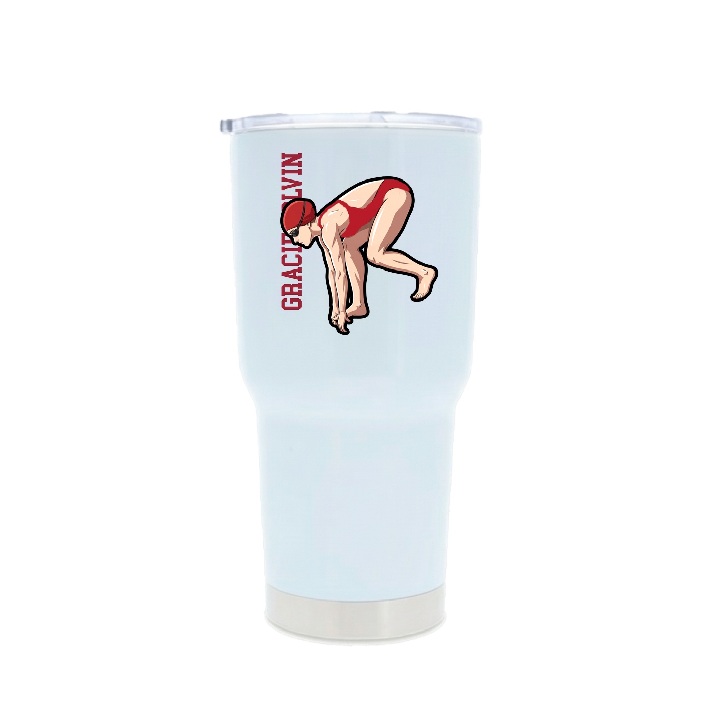 30oz Stainless Steel Tumbler — Name Vertical in White