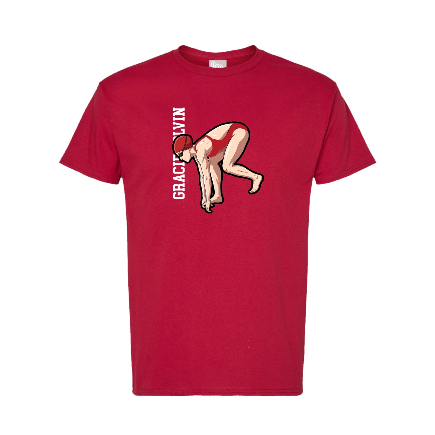 Tee — Name Vertical in Crimson