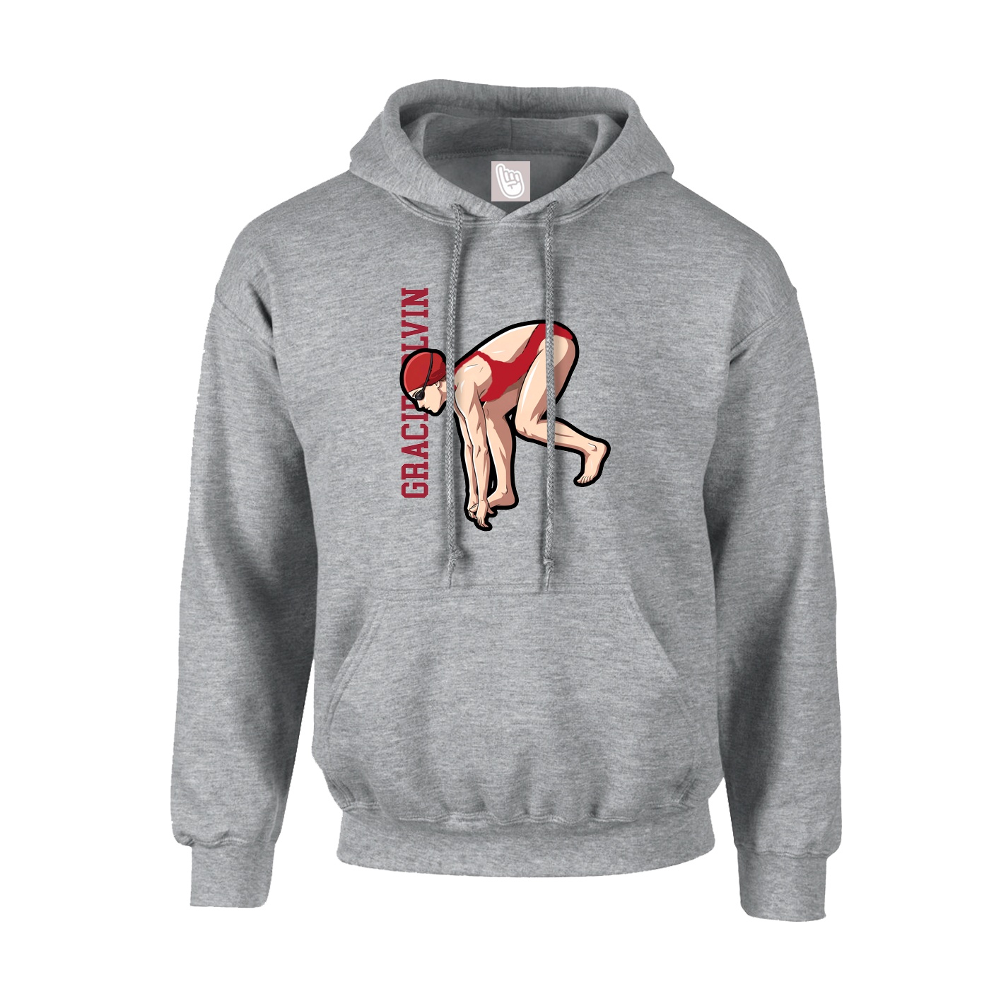 Hoodie — Name Vertical in Grey