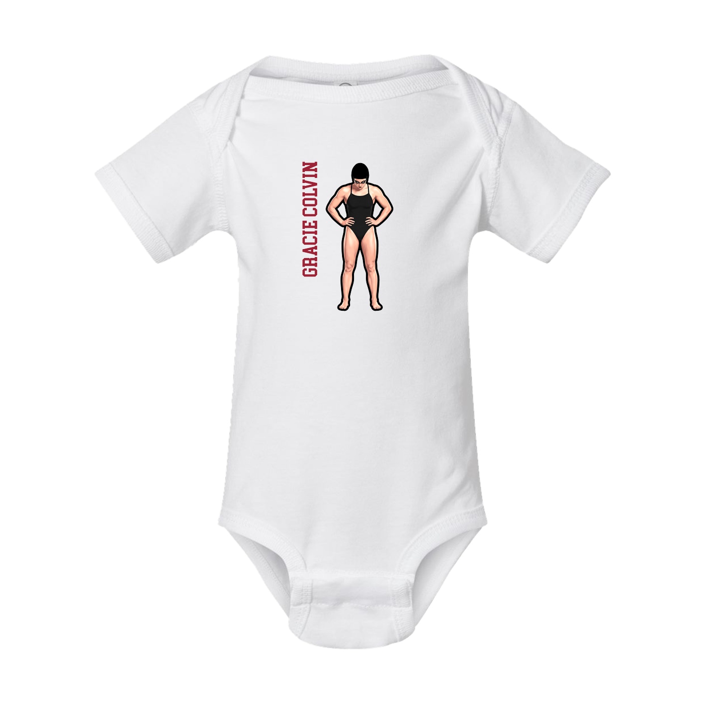 Baby Onesie — Name Vertical in White