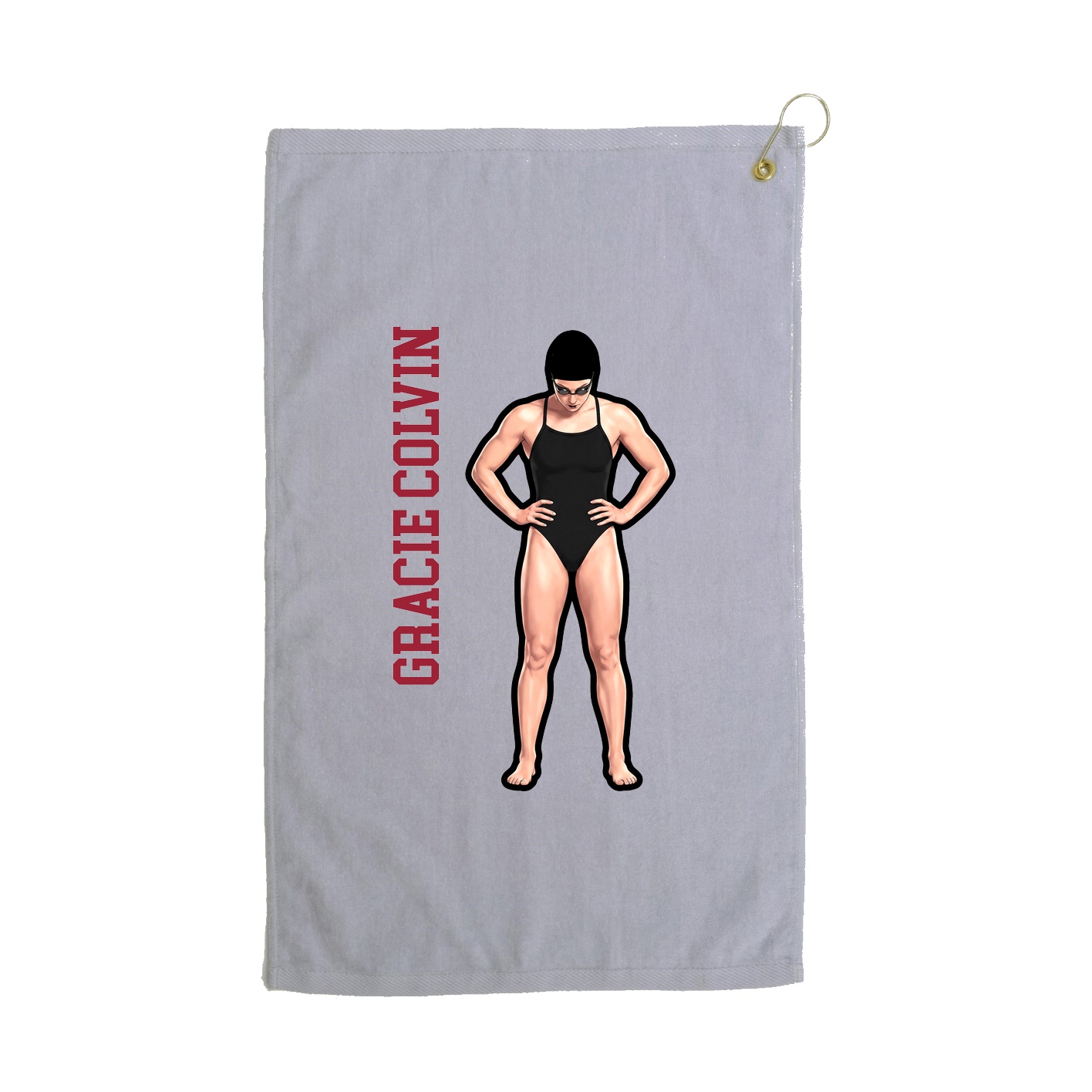 Golf Towel — Name Vertical in Grey