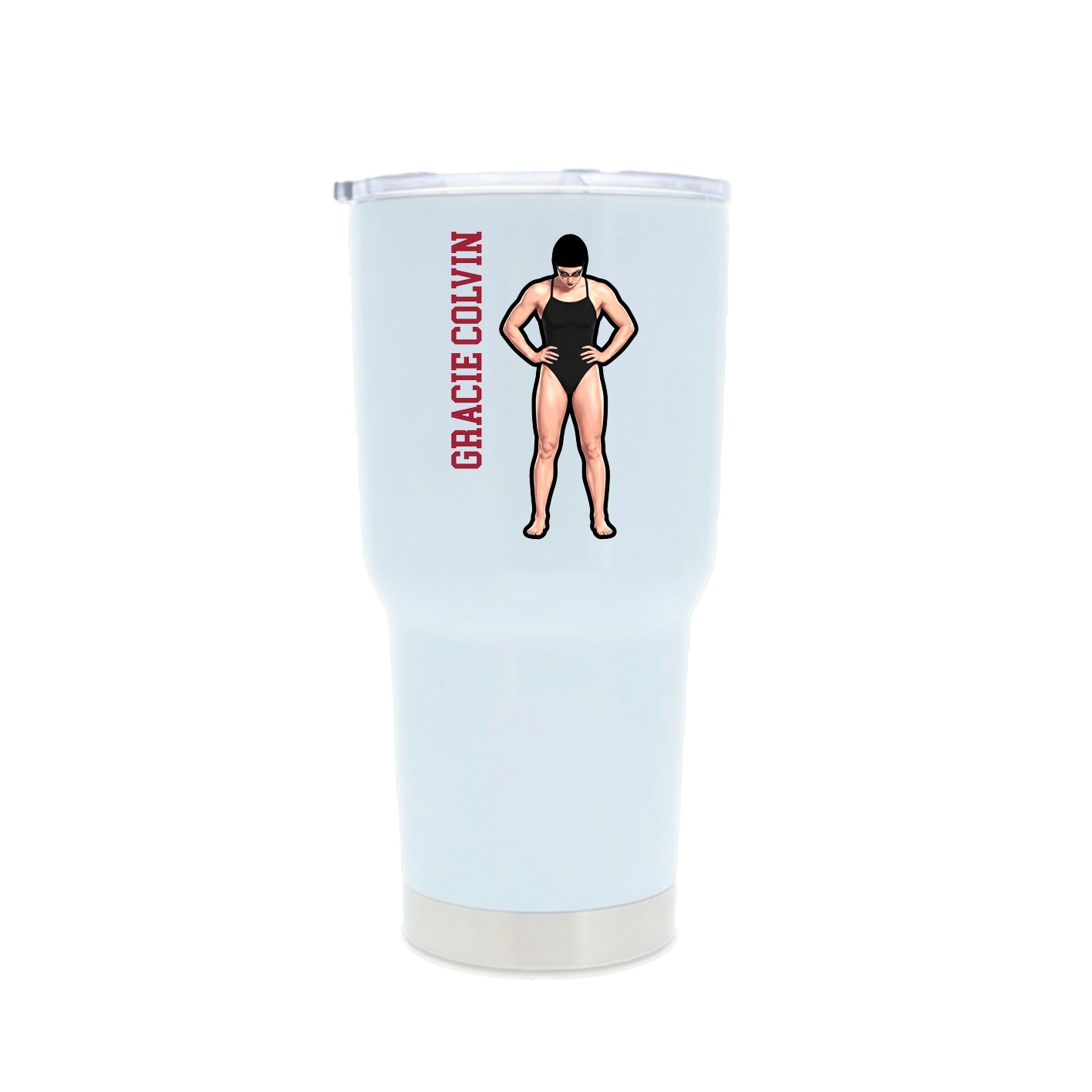 30oz Stainless Steel Tumbler — Name Vertical in White