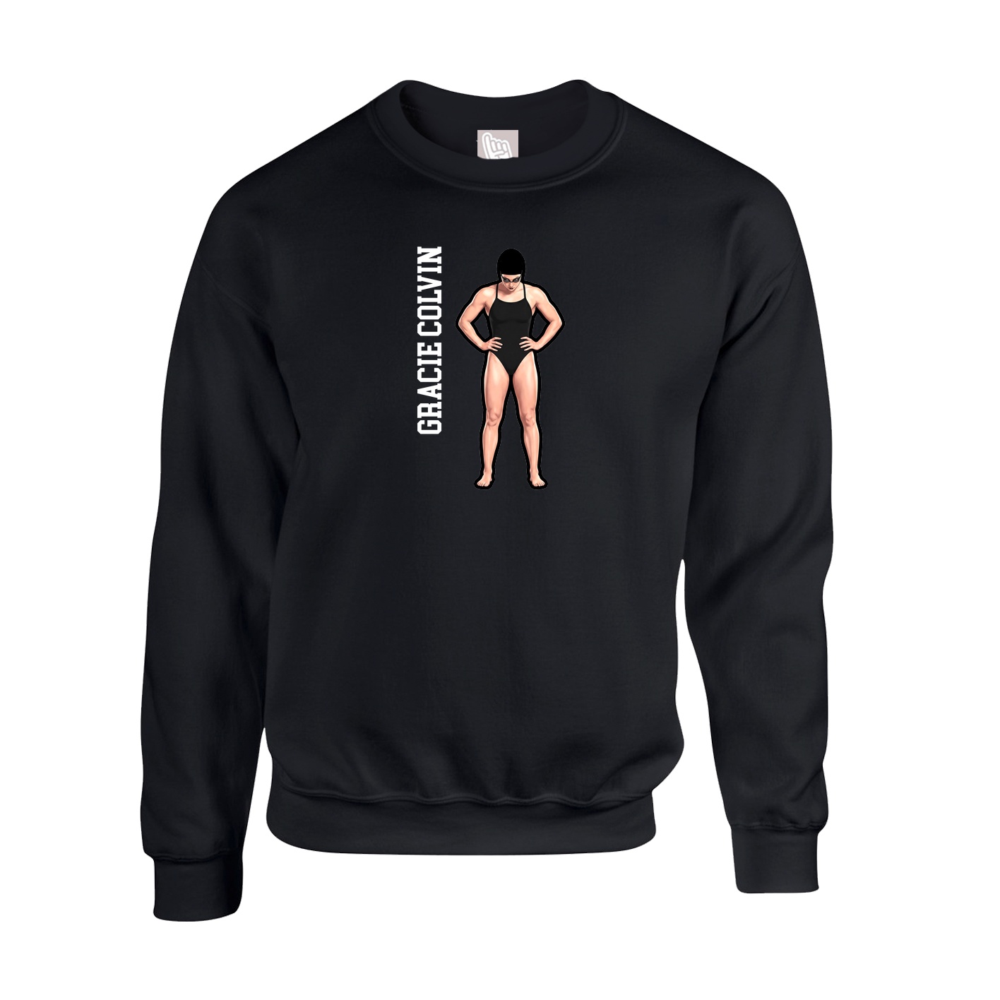 Fleece Crew — Name Vertical in Black