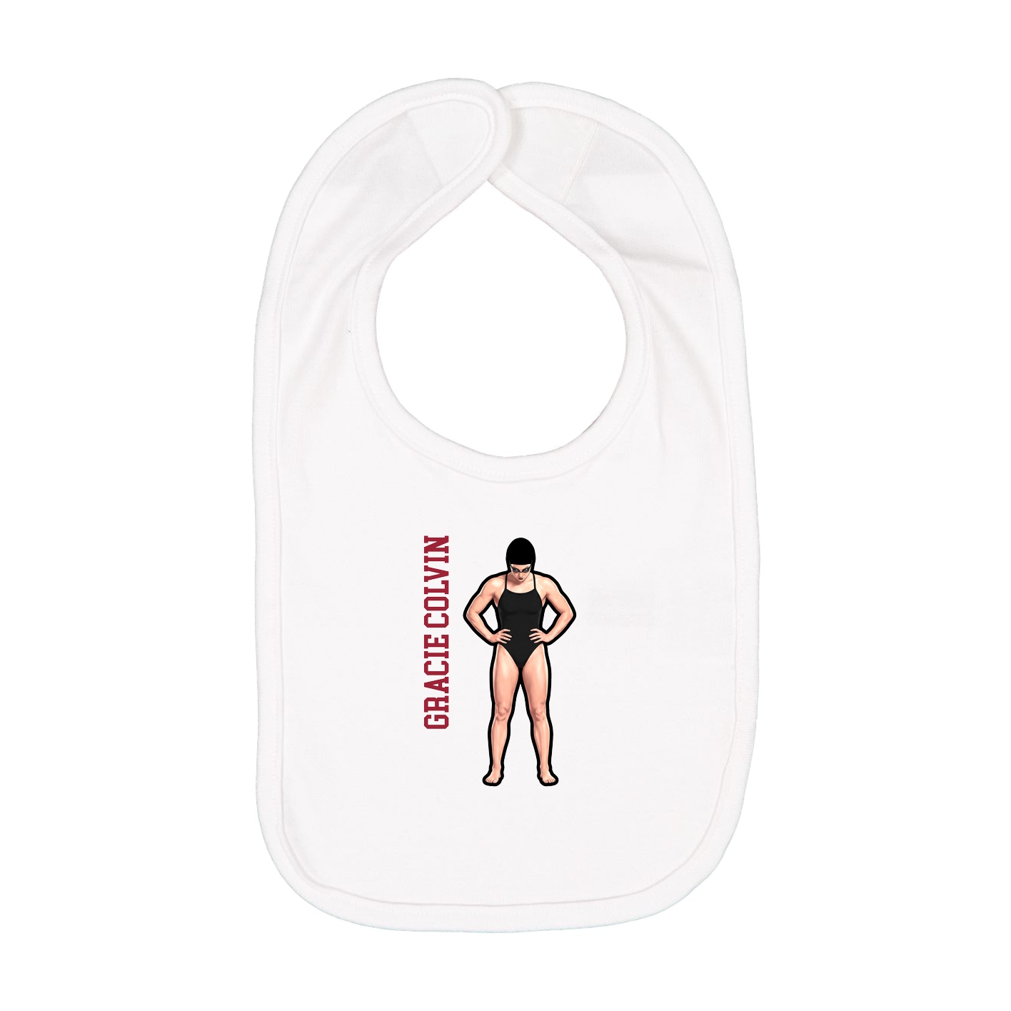 Infant Bib — Name Vertical in White