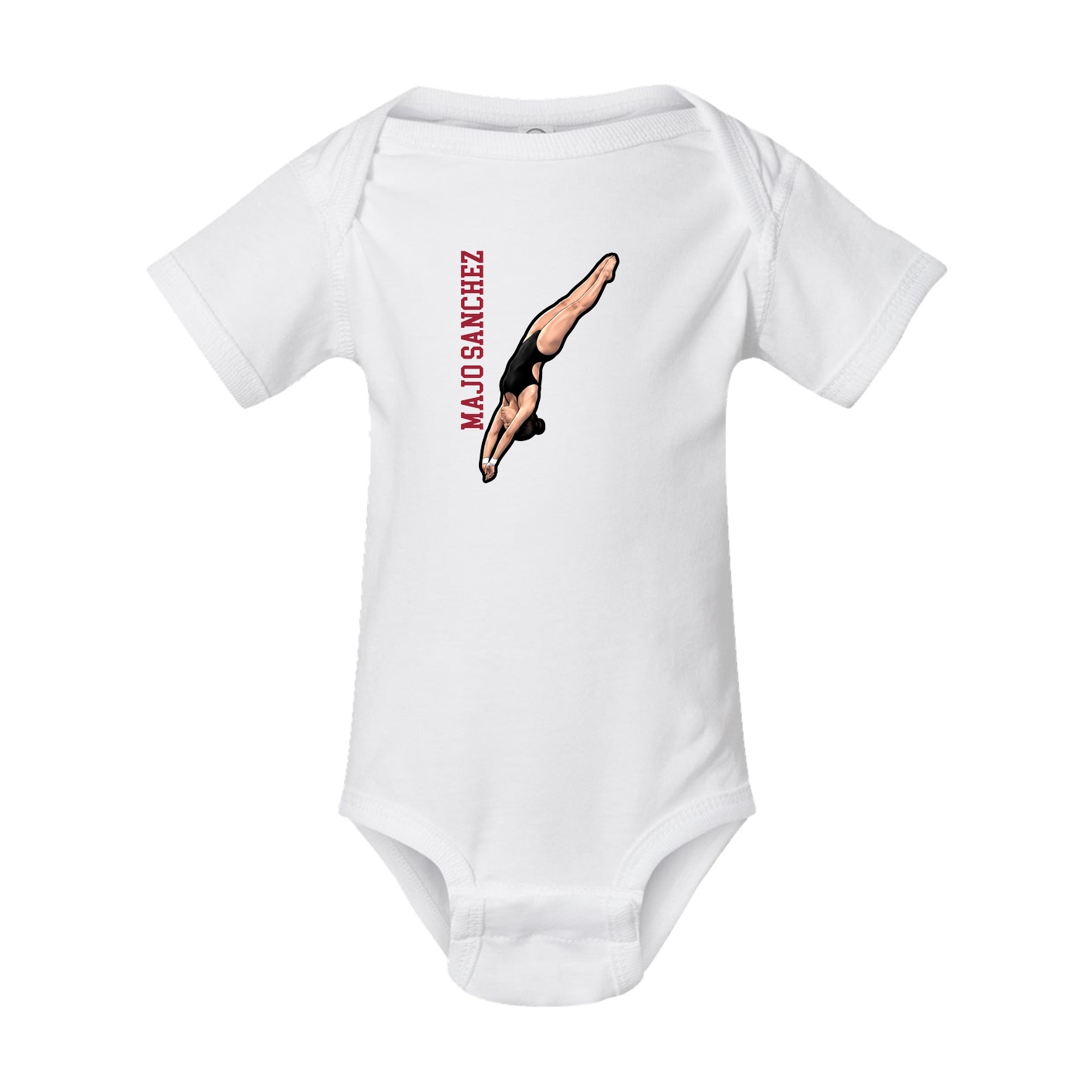 Baby Onesie — Name Vertical in White