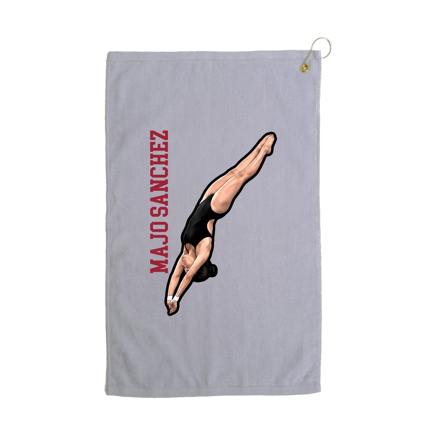 Golf Towel — Name Vertical in Grey
