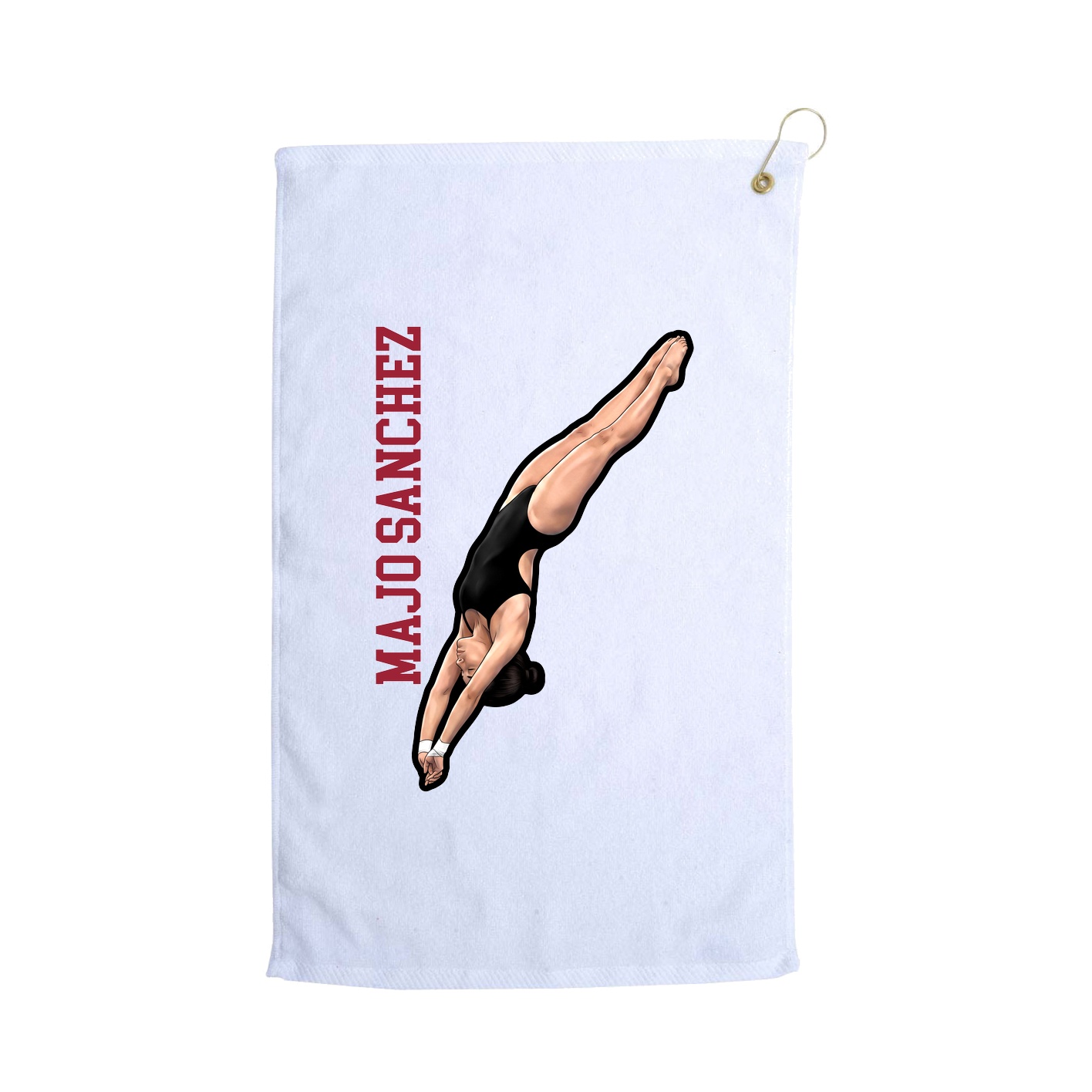 Golf Towel — Name Vertical in White