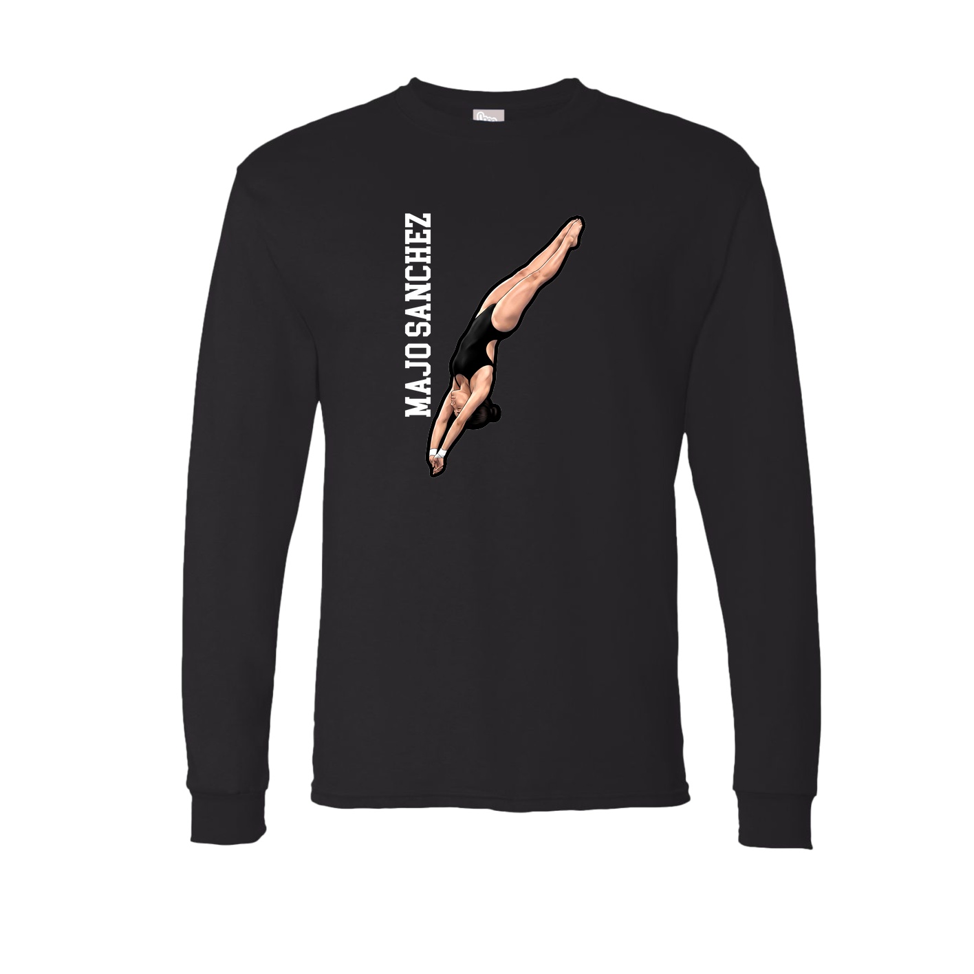 Long Sleeve Tee — Name Vertical in Black