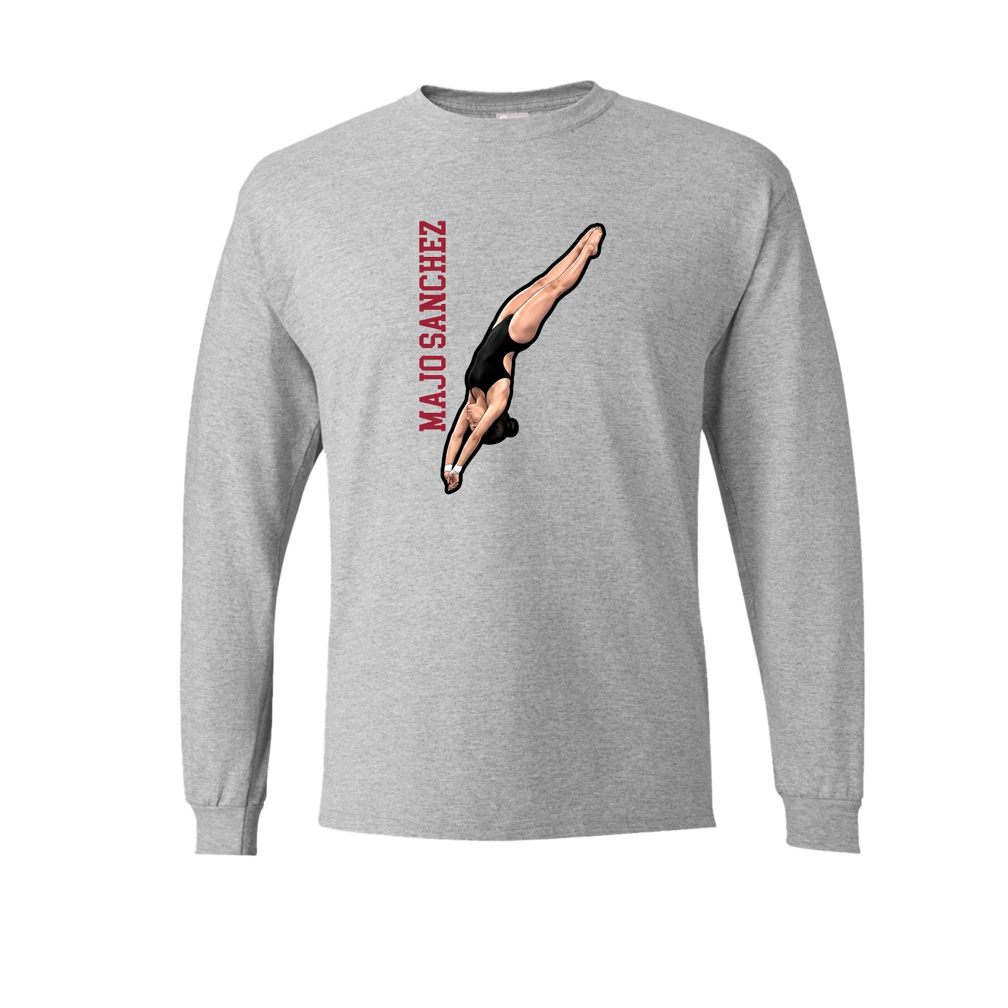 Long Sleeve Tee — Name Vertical in Grey