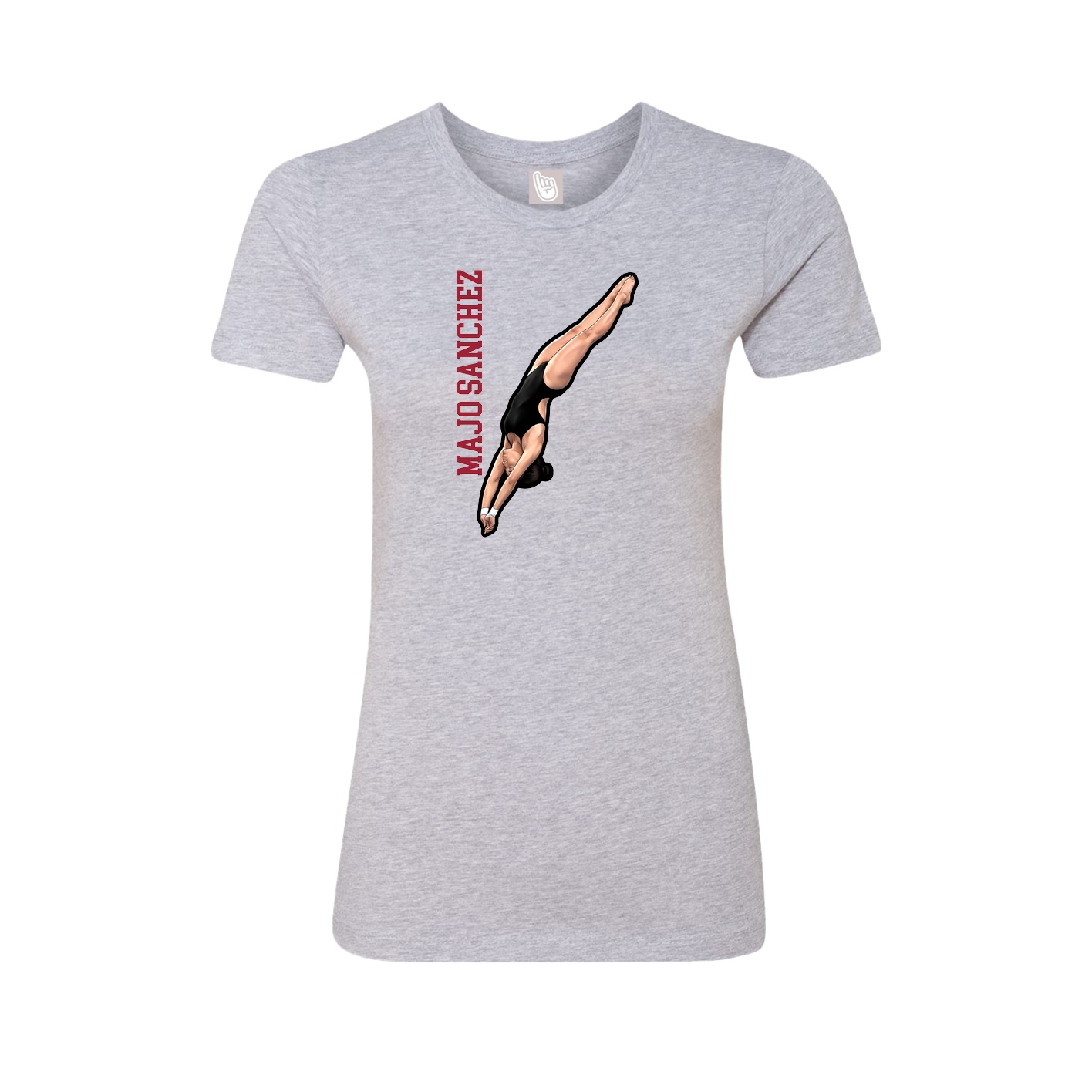 Fitted Women's Tee — Name Vertical in Grey