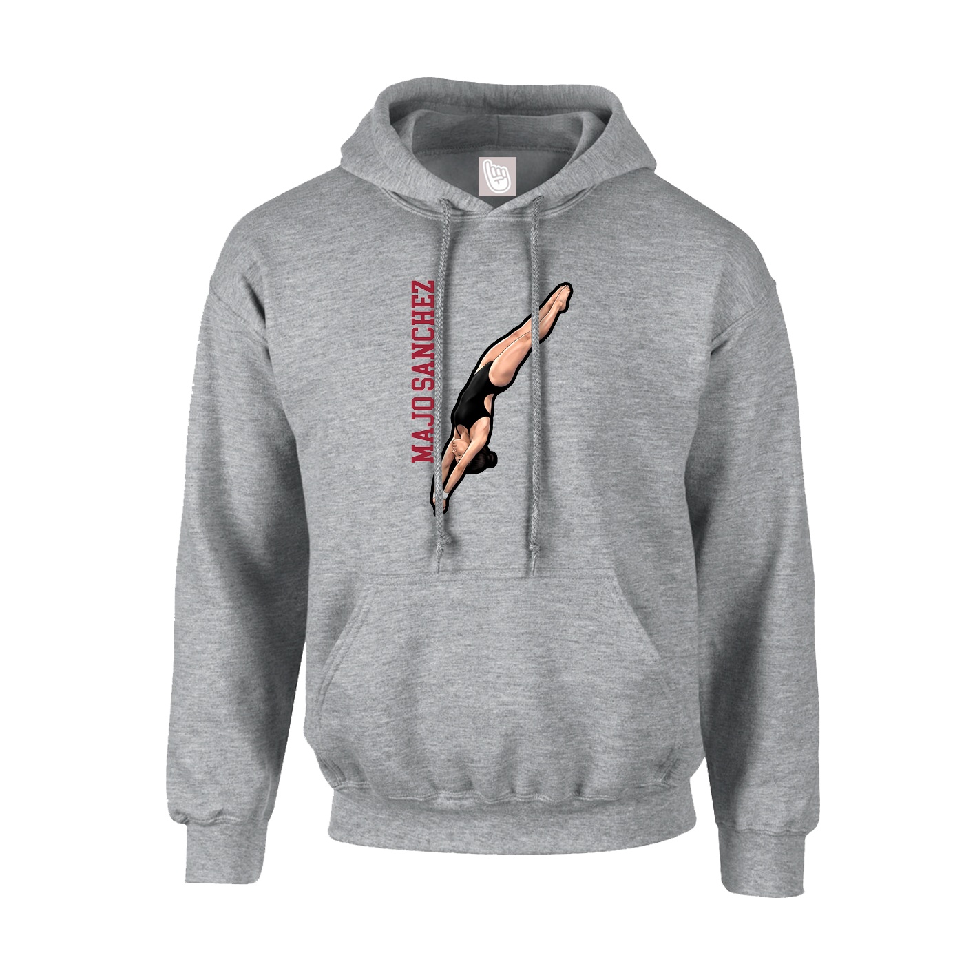 Hoodie — Name Vertical in Grey